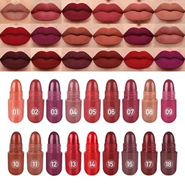 Labiales de 18 colores de pastillas de cápsula, mini lápiz labial, juego de lápiz labial mate de larga duración, tinte de labios – Labiales Mate 24 Ho