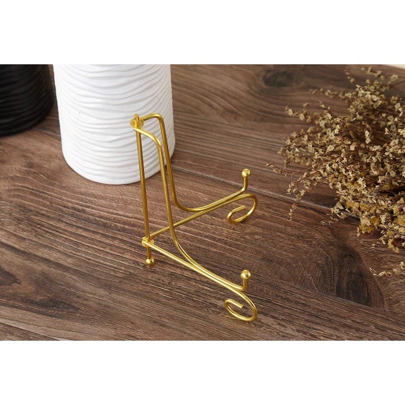 (2 Pack) 4" Iron Display Stand, Gold Small Iron Easel