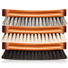 3 Pcs Horsehair Shoe Brush Kit Polishing Daubers Applicators Leather Care Brushes Shine Cleaning Brush(Shoe Brush Set C)