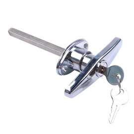 Garage Door Keyed T-Handle Lock kit Universal Replacement Hardware Locking for Manual Open in Chrome with 2 Keys