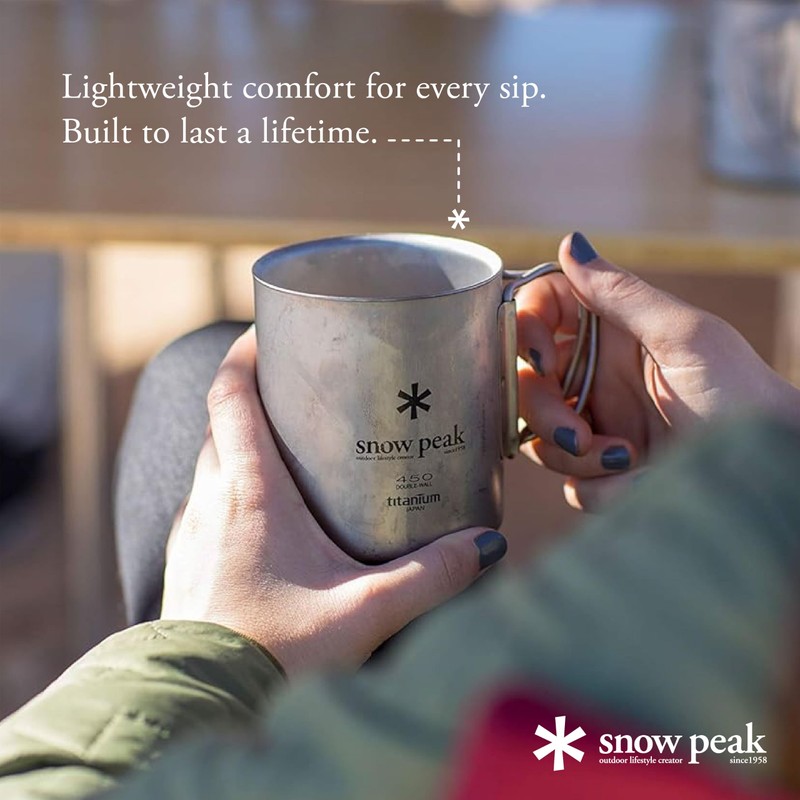 Snow Peak MG053 Titanium Double Mug, 15.2 fl oz (450