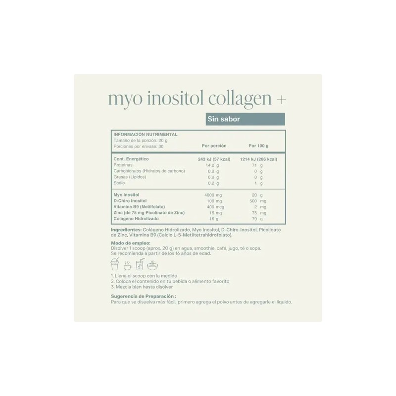 Reset Myo Inositol Collagen+ Sin Sabor En Sachets Caja C/15