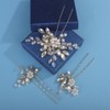 Wekicici Crystal Bride Wedding Hair Pins Floral Pearl Flower Hair