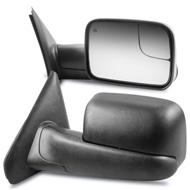 KUIPERAUTO 2PCS Power Heated Towing Mirrors Compatible for 2002-2008 Dodge Ram 1500/2003-2009 Ram 2500 3500 w/Manul Telescoping Black (Left and Right)