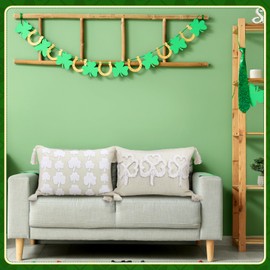 FuWeave Set of 2 St Patricks Day Pillow Covers 20x12 Inch St Patricks Day Decorations Cream White Shamrock Soft Plush Faux Throw Pillows for Sofa Holiday Festivals Home Decor