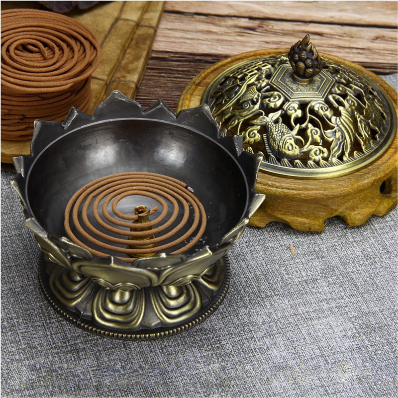 Gold Metal Bowl Incense Burner Zinc Alloy Incense Cone Burner