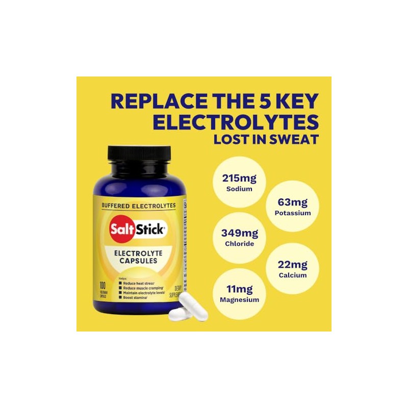 SaltStick - Cápsulas de Electrolitos para Hidratación y Recuperación, Sin