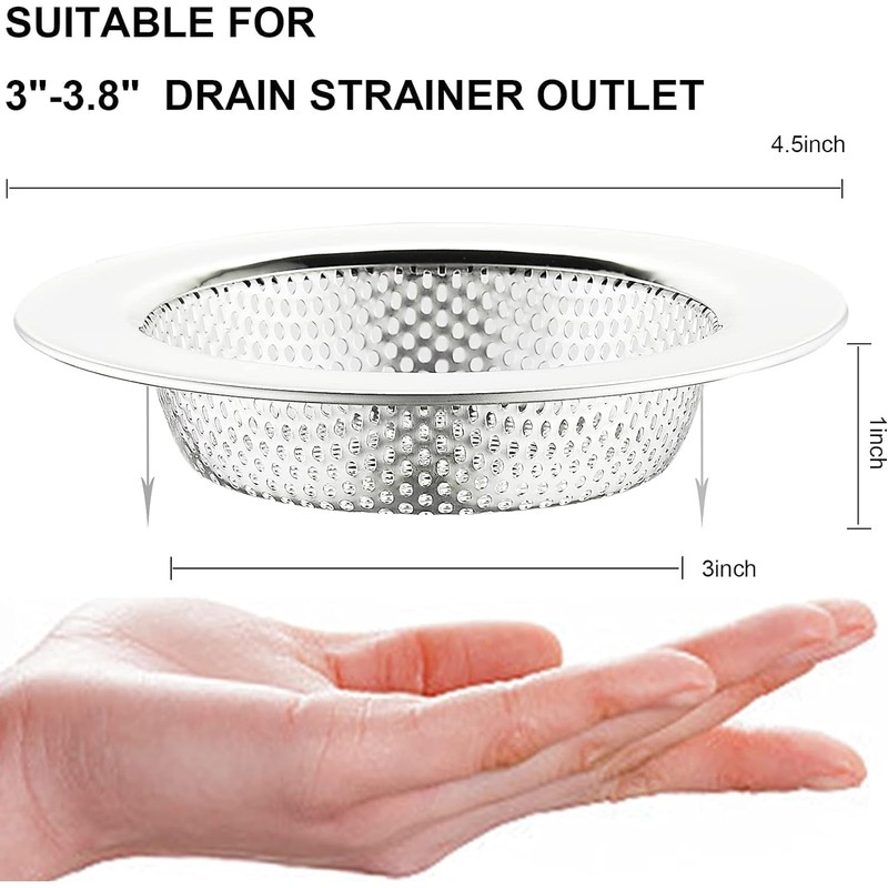Kitchen Sink Strainer, 11.5 cm Diameter, Stainless Steel with Wide