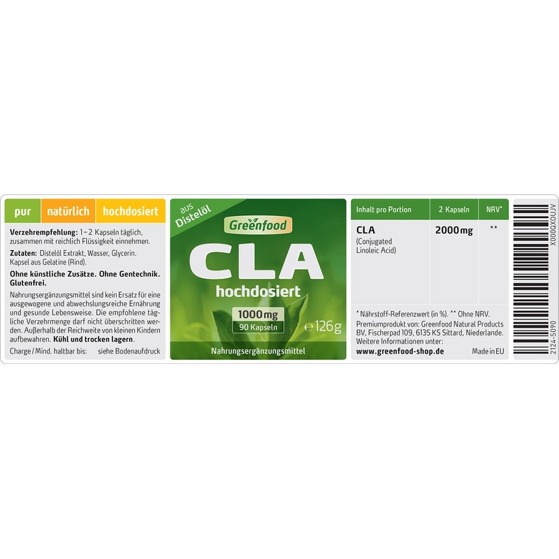 CLA, 1000 mg, 90 capsules, high dose, conjugated linoleic acid