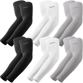 YQXCC 4 Pairs Cooling UV Protection Sleeves, UPF 50+ Arm Sleeves Tattoo Cover for Women Men Cycling Golf Cycling, Black*2/ Grey*2/ White*2