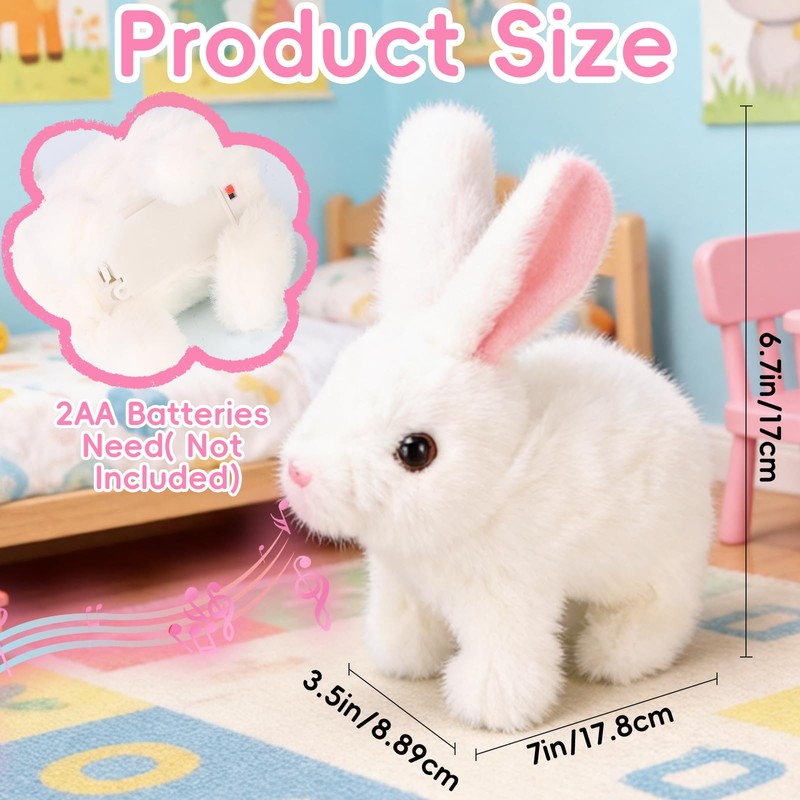 hehred Bunny Toys for Kids with Carrot, Interactive Plush Bunny