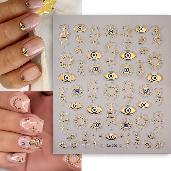 Gold Eye Nail Art Stickers 5D Embossed Snake Nail Stickers