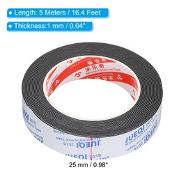 PATIKIL 5m/16.4ft Sealing Foam Tape, 25mm Wide 1mm Thick Single Sided Weather Stripping Door Furniture Seal Strip for Window Pipes Insulation, Black