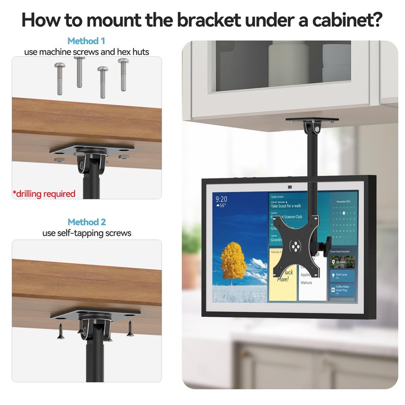 Almoz Under Cabinet Mount for Echo Show 15, Height Adjustable