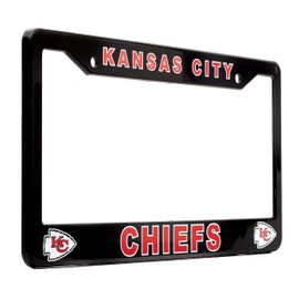 EliteAuto3K License Plate Frame Cover for Kansas City Chief Fans – Black – 12.25” x 6.25” - Ideal Gift for Sports Fans & Supporters – Slim Design