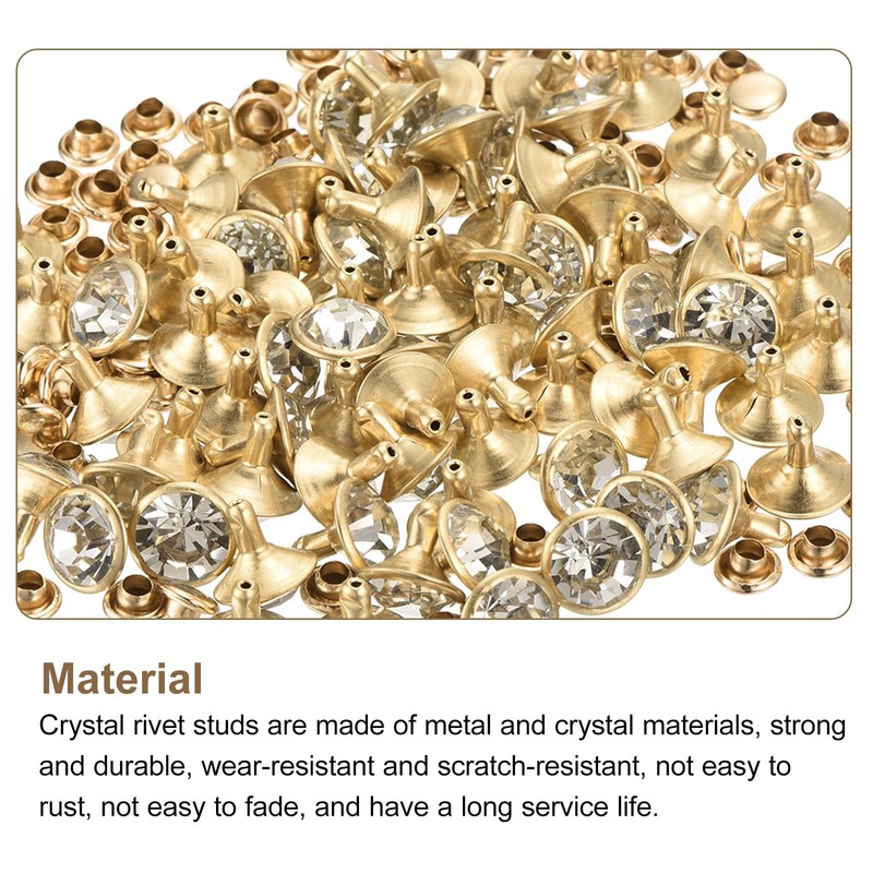 sourcing map 80 Pcs White Rhinestone Rivets, 10mm/0.39" Leathercraft Rivets