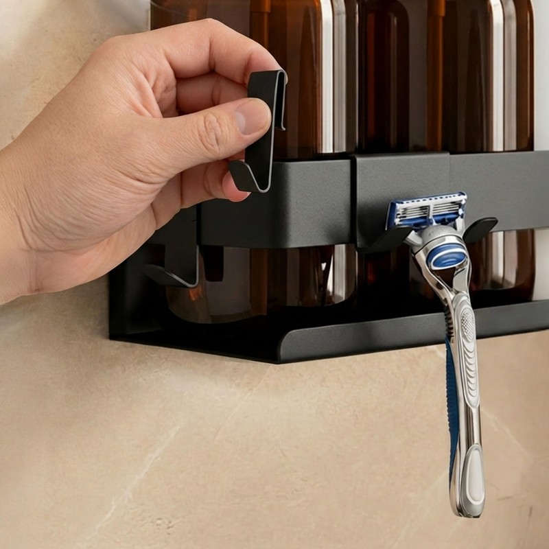 Minismus Shower Shelf No Drilling Black Shower Shelf with Safety