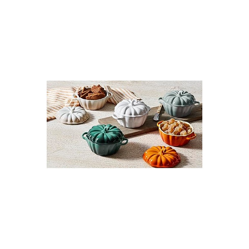 Le Creuset Stoneware Figural Pumpkin Petite Cocotte, 12 oz., Persimmon
