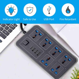 Power Strip with 6 AC Outlets 3 USB Ports 1 Type C Port 6ft Extension Cord for Home Office