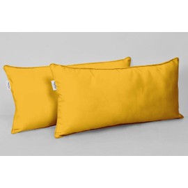Vargottam Indoor/Outdoor Polyester Fabric Lumbar Pillow Cover, All-Weather Waterproof Rectangular Cushion Case for Patio Furniture, 16" x 24" Set of 2 -Yellow
