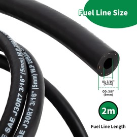 wyevee 3/16 inch- 2m/ 6 Feet Gas Fuel Line Hose with 10 Clamps, 2 Fuel Valves and 2 Filters Kit, Suitable for ATVs Dirt Bikes Mini Bikes Go-Karts and most Small Engines