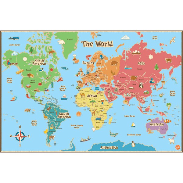 Wall Pops WallPops WPE0624: Kids World Dry Erase Map Decal