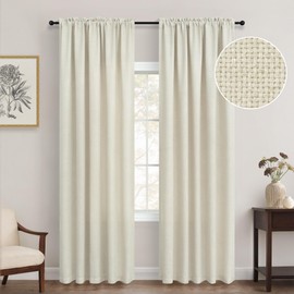 Pitalk Natural Linen Curtains 84 Inch Long for Living Dinning Room Cream Beige Faux Linen Boho Curtain Country Rustic Farmhouse Privacy Semi Sheer Textured Neutral Modern Bedroom Window Drape 2 Panels