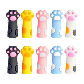 Pencil Cap, Cat Paw Pencil Extension, Cute, Cat Paw Extension, Student Supplies, Collision Prevention, Injury Relief, Safety Measures, Shockproof (Set of 10, 5 Colors)