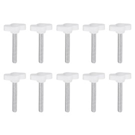 QUARKZMAN Pack of 10 T-wing Knobs Thumb Screws M6 x 40 mm Standard Male Thread Plastic T/Z Buttons Adjustable Handles Hand Clamp Knobs Handle Thumb Screw, White