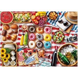 BenBen Puzzles for Adults 1000 Pieces, Spring Picnic Jigsaw Puzzles with Patterns on Back, Challenging Puzzles for Family Game Night Home Décor
