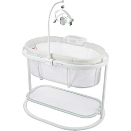 Fisher-Price Baby Bedside Sleeper Soothing Motions Bassinet with Lights Music Vibrations & Toy Mobile for Newborns 0+ Months, Sweet Snugamonkey