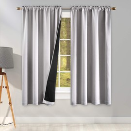 KEQIAOSUOCAI Light Grey Full Shade Curtain Panels-Thermal Insulated & Noise Blocking Out Blackout Drapes for Bedroom (Rod Pocket Top - 2 Panels 42 by 63 Inches Long)