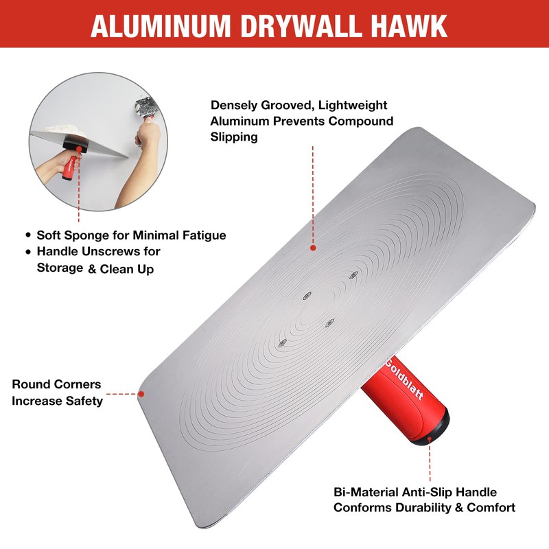 Goldblatt Premium Drywall Hand Tool Kit - 13” Aluminum Hawk