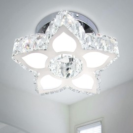 Cainjiazh Chandelier LED Ceiling Light Crystal Ceiling Light Modern Mini Chandelier Flower LED Flush Mount Ceiling Light for Dining Room Bedroom Living Room Small Room (Cool White)