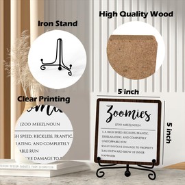 Dog Lovers Gifts, Zoomies Definition Sign, Funny Desk Decorations For Office Home Living Room, Shelf Decor, Pet Lovers Gifts For Women Men, Wooden Plaque With Stand (C14)