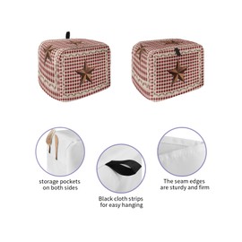 Toaster Dust Cover with Pockets, Rustic Texas Western Star Berries Red Buffalo Plaid Soft Washable 2 Slice Toaster Cover, Dust-proof Cover for Small Appliance Cover and Fingerprint Protection