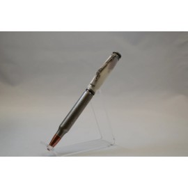 NA Deer Antler Bullet Cartridge Twist Pen  in Antique Silver Finish - Georgia Font