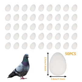 aleawol Pack of 50 Fake Pigeon Eggs, Solid Plastic Pigeon Eggs, Special Simulation Plastic Dummy Eggs Aid Pigeons for Hatch Breeding Aid Breeding Supplies