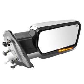 Auto Dynasty Right Passenger Side Chrome Power Heated w/Amber LED Turn Signal Light Towing Mirror Compatible with Ford F150 04-14