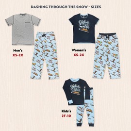 Lazy One Dashing Through The Snow Christmas Matching Family Pajamas, Matching Christmas PJs for Family Including Kids, Teens, Adults
