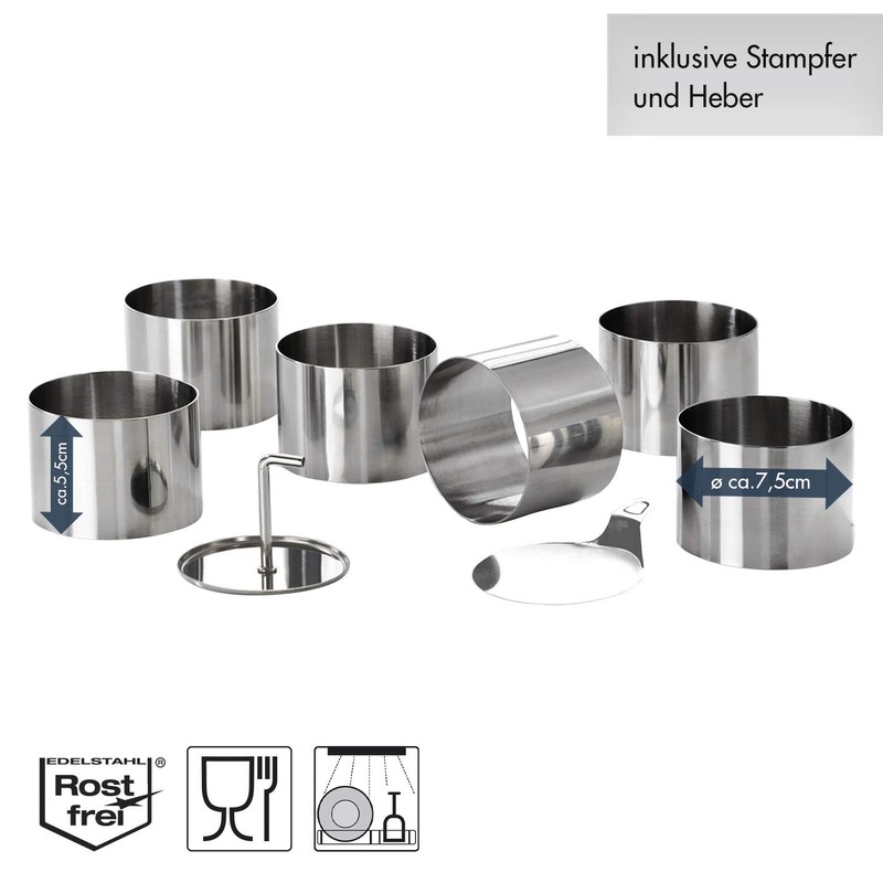 CHG Set 245-06-60 8-Piece Dessert/Food Ring Set 6 Dessert Rings