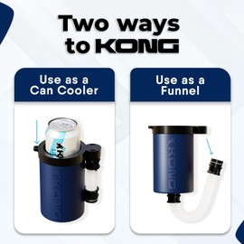 The Kong 2.0 - A Portable Can or Bottle Cooler/Cup with A Detachable, Expandable, Hose to Funnel Your Drink (Navy)