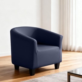Soft Velvet Tub Chair Cover, 2 IN 1 Design Removable Stretch Club Chair Cover Bucket Chair Covers Armchair Slipcovers Chairs Armchair Seat Covers,Furniture Protectors for Dining Living Room(Dark Blue)