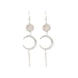 SAUNUCHI 10pcs Stainless Steel 12mm Round Cabochons Earring Blank Bezel Trays Moon Shaped Mirror Polishing Earring Base Settings for Women's Jewelry DIY Making Findings