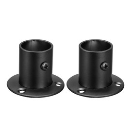 sourcing map 1'' Dia Stainless Steel Pole Sockets Flange Rod Holder Bracket Support for Bathroom Closet Curtain, Set of 2, Black