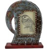 GURU SHOP Standing Picture Frame in Elephant Shape, Blue, Mango