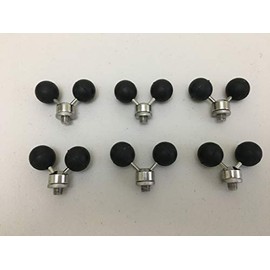 6 x Twin Rubber Ball Stainless Steel Fishing Rod Butt Rests for Pods/Bank Sticks. Fitted With stainless steel Adjustable locking nut. Carp and Coarse Fishing Tackle
