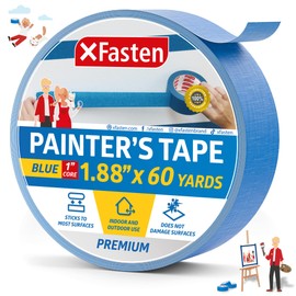 XFasten Blue Painters Tape 1.88 Inch x 60-Yards 1" Core, Wall Safe Blue Masking Tape, Blue Paint Tape for Walls Blue Painter Tape Masking Tape Blue Tape Painters Masking Tape Best Painting Supplies