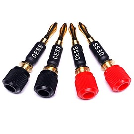 CESS-061 Spade Fork Binding Post to Banana Plugs Amp Speaker Adapter, 4 Pack