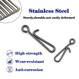 9KM DWLIFE Quick Change Bait Clips Stainless Steel Fishing Snap Clips for Sea Fishing Rigs Fast Link Connector for Saltwater Freshwater Size6#